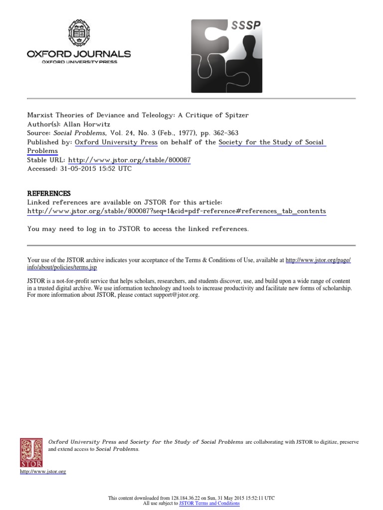 Critique of Spitzer's Marxist Deviance Theory | PDF | Deviance ...