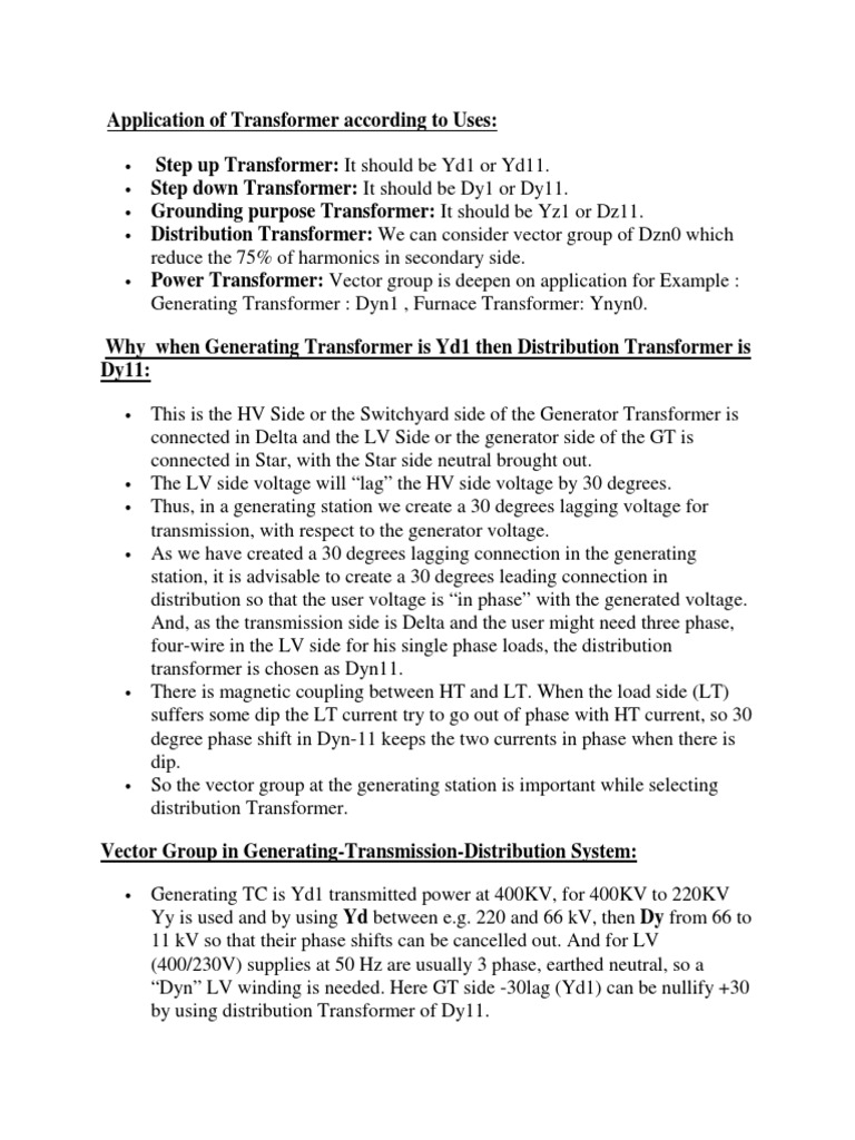 Transformer Vector Groups and Applications | PDF | Transformer ...