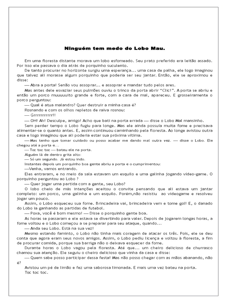 Historia Do Lobo Bom Lobo Mau LEITURA DA HISTÓRIA “CHAPEUZINHO
