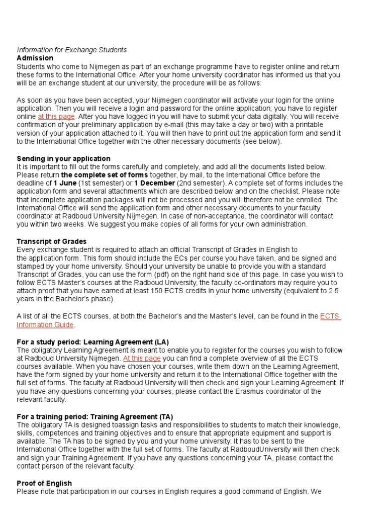 Exchange Student Application Guide | PDF | Passport | Insurance