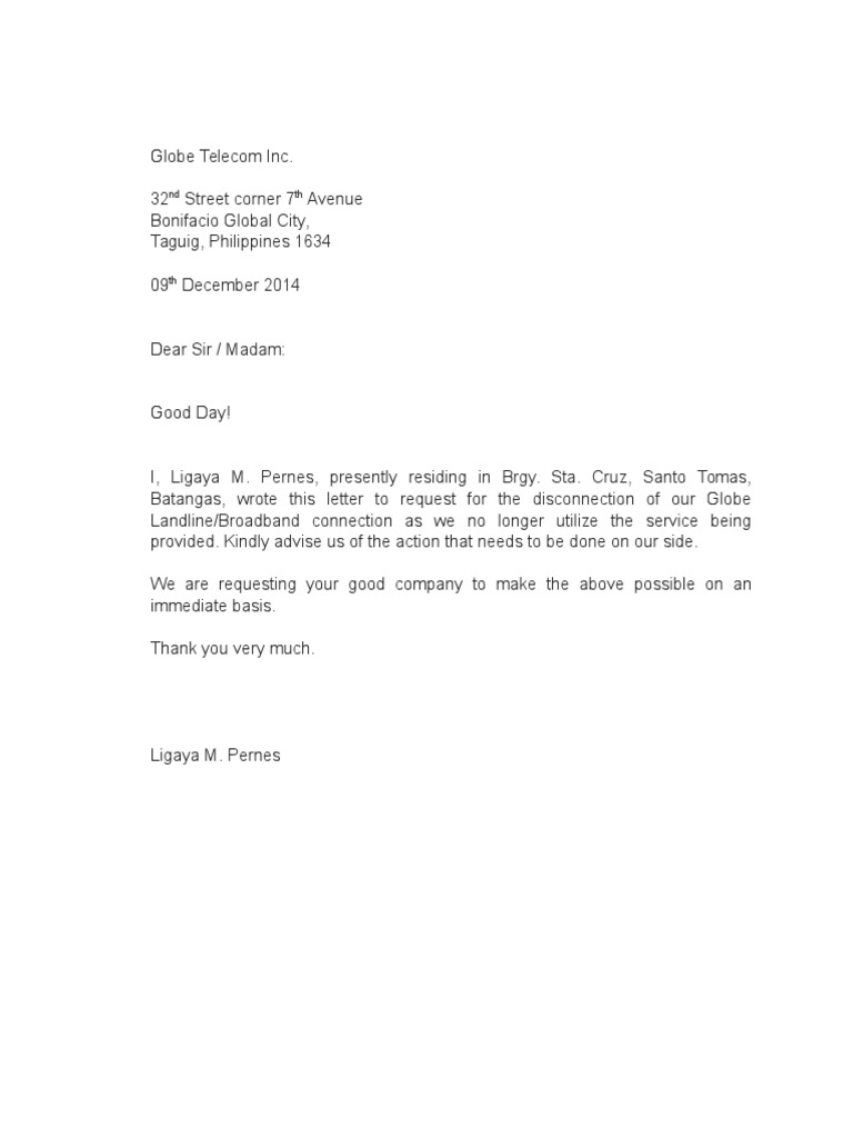 Termination Letter Globe