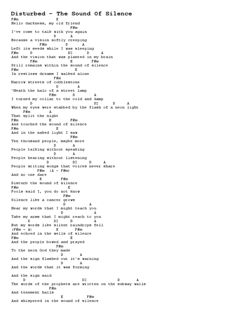 Disturbed The Sound Of Silence Letra Español