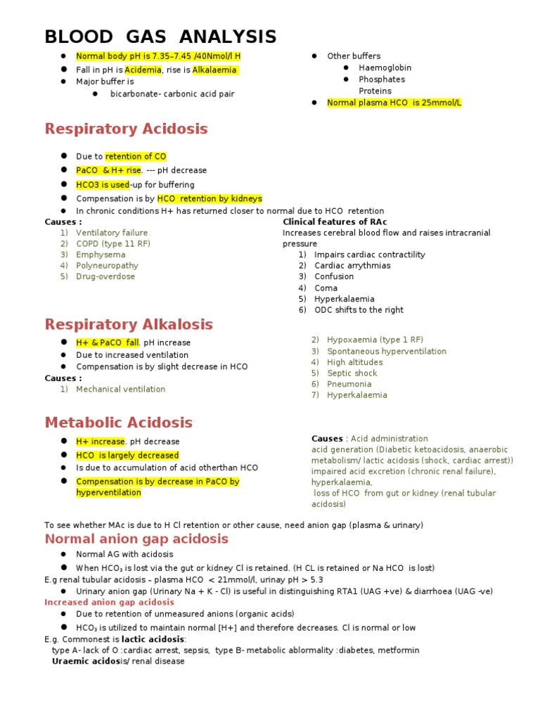 Blood Gas Analysis Respiratory Acidosis PDF
