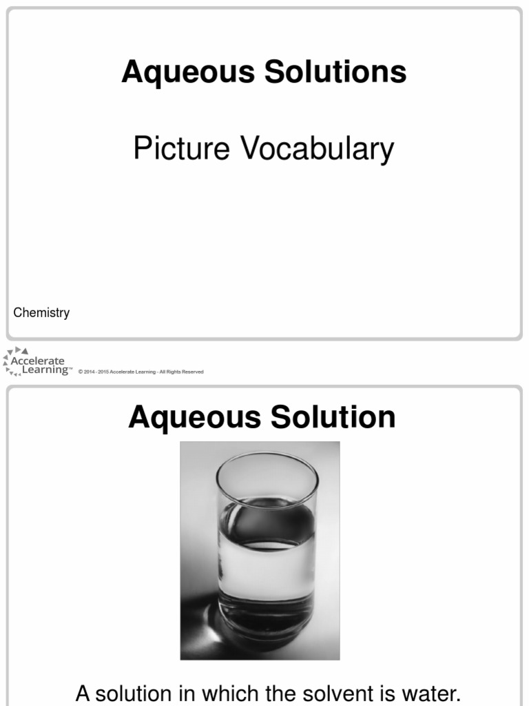 Aqueous Solutions Vocabulary Guide | PDF | Solution | Chemical Polarity