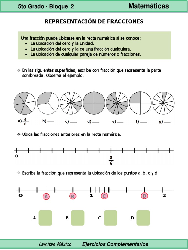 Ejercicios de Fracciones 5to Grado | PDF