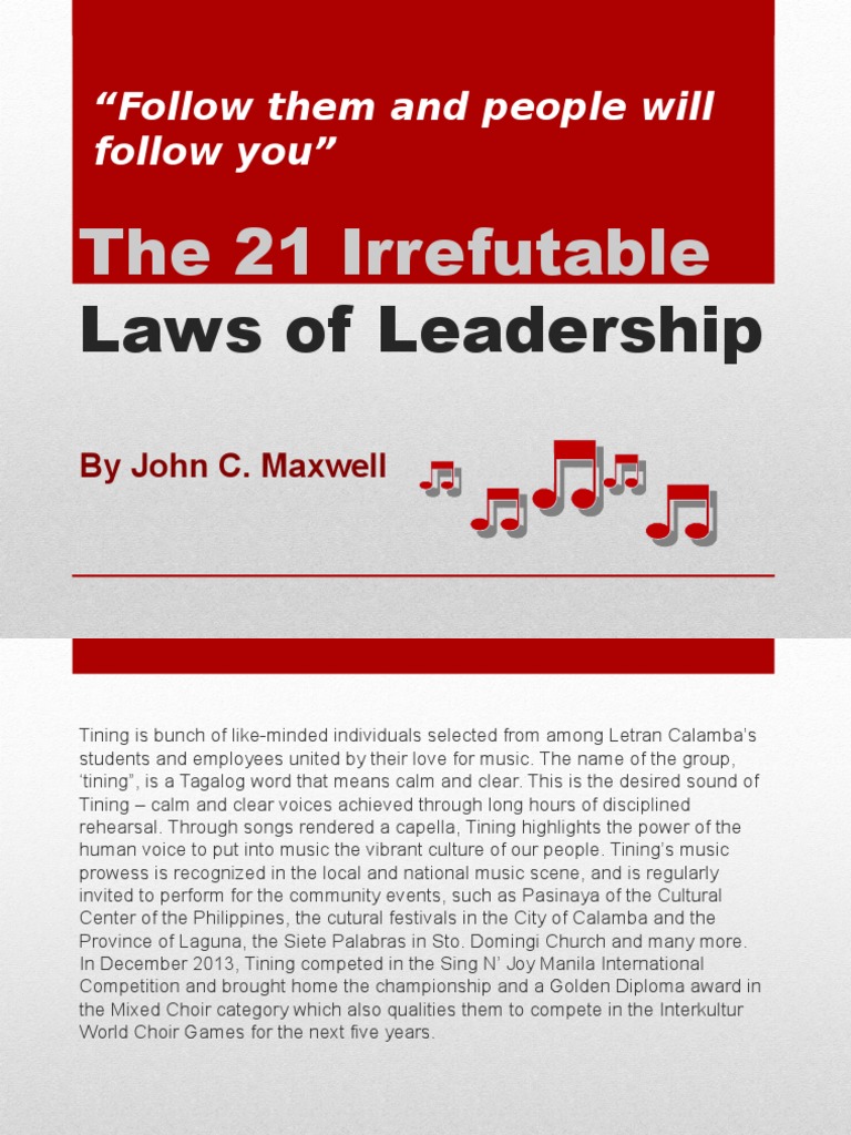 21 Irrefutable Laws of Leadership Guide | PDF | Leadership ...