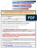 Actividades Programadas Desde El 19 Al 27 - 03 - 16 en La Casa Del Profesor en El Período de Semana Santa