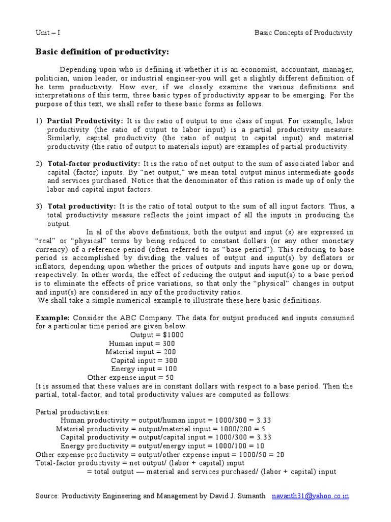 Understanding Productivity Types and Measures | PDF | Factors Of ...