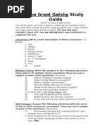 Study Guide For The Great Gatsby