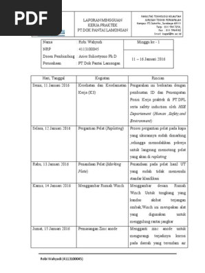 Contoh Laporan Kerja Praktek Mingguan