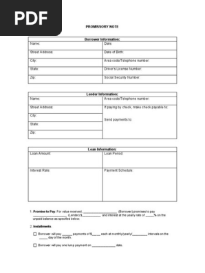 Blank Promissory Note