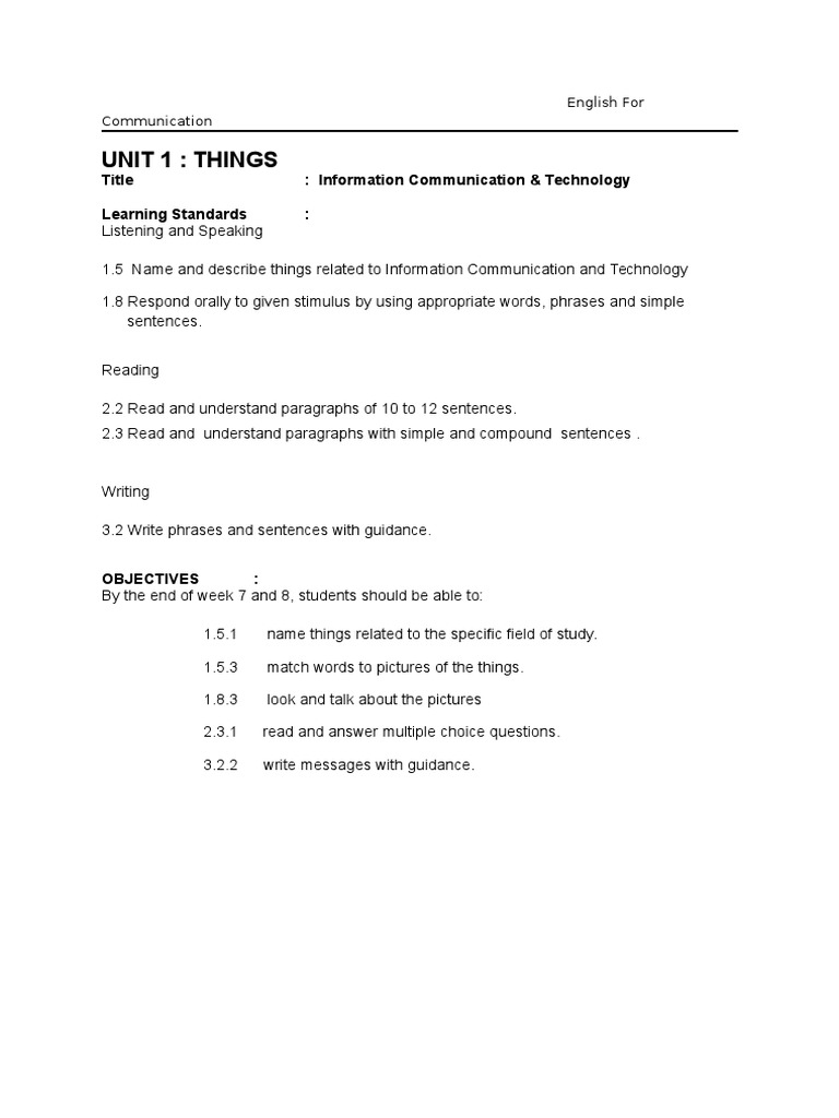Module 4unit 1-Things ICT | PDF | Educational Technology | Communication