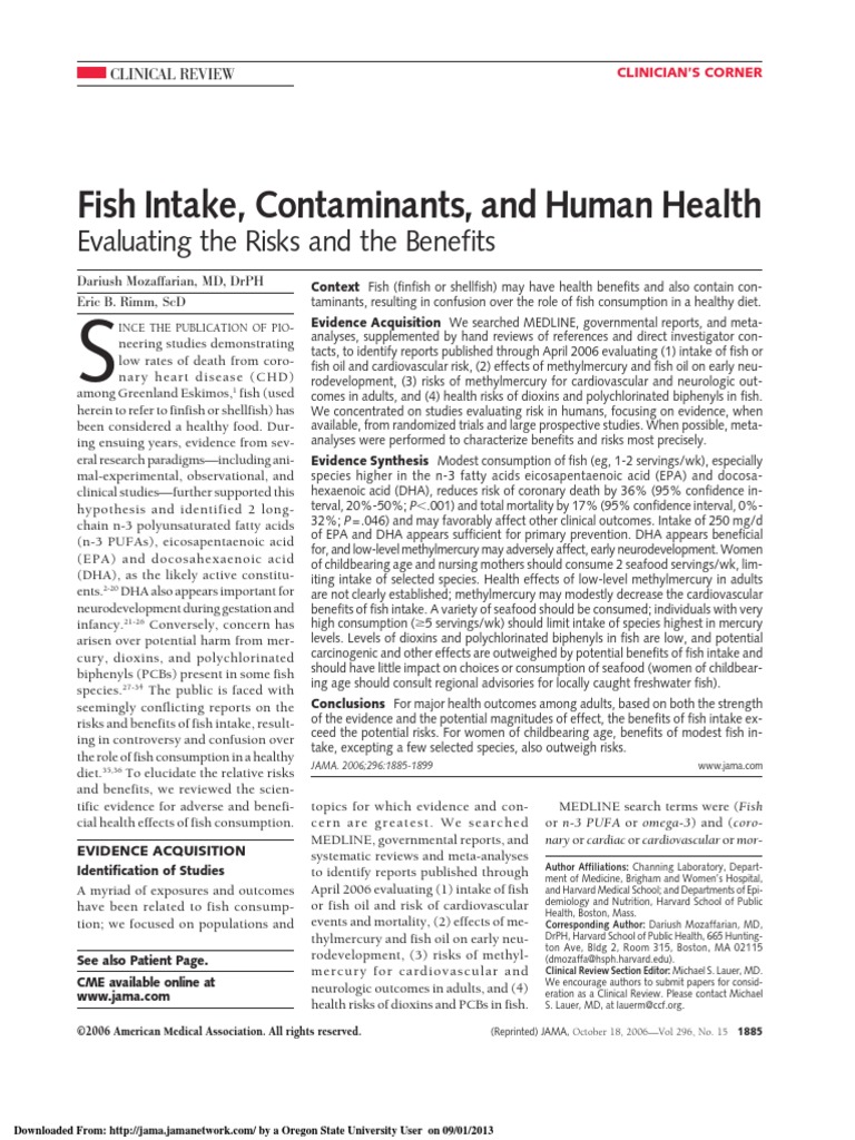 Fish Intake Contaminants and Human Health JAMA | PDF | Docosahexaenoic ...