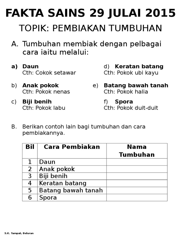 10 Cara Pembiakan Tumbuhan Pdf