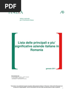 Elenco Delle Principali E Piu Significative Aziende Italiane In Romania