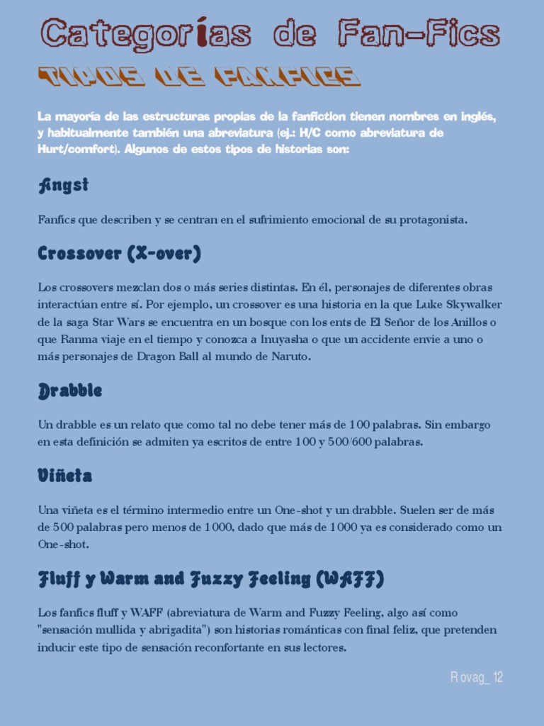 Tipos de Fanfiction y sus Características | PDF
