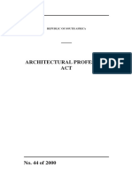Architectural Profession ACT: Republic of South Africa