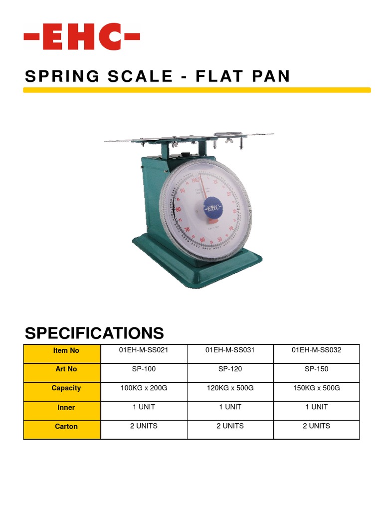 Spring Scale Specifications and Capacities | PDF