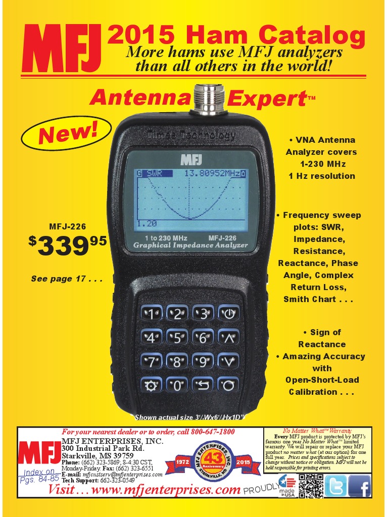 MFJ 2015 Ham Radio Catalog PDF Antenna (Radio) Coaxial Cable
