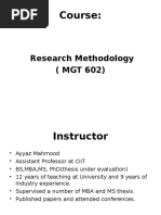 Course:: Research Methodology (MGT 602)