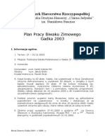 Związek Harcerstwa Rzeczypospolitej: Plan Pracy Biwaku Zimowego Gadka 2003