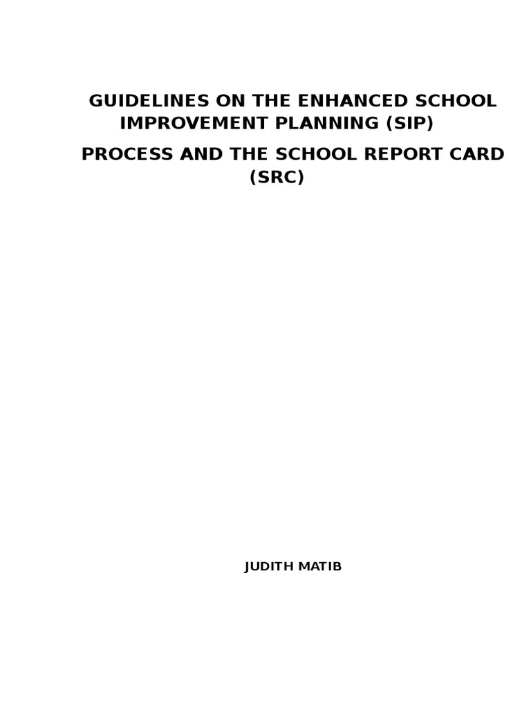 Guidelines On The Enhanced School Improvement Planning | PDF