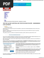 Técnicas de Leitura de Textos Em Inglês - Skimmimg e Scanning