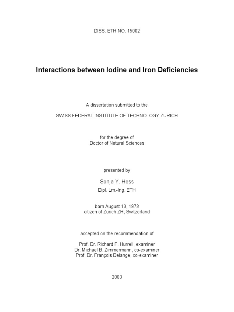 Iodine and Iron Deficiency Interactions | PDF | Thyroid Stimulating ...