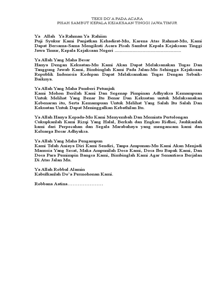 Teks Doa Pisah Sambut Pdf