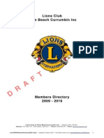 Lions Club of Palm Beach-Currumbin Members Directory |  2009 - 2010