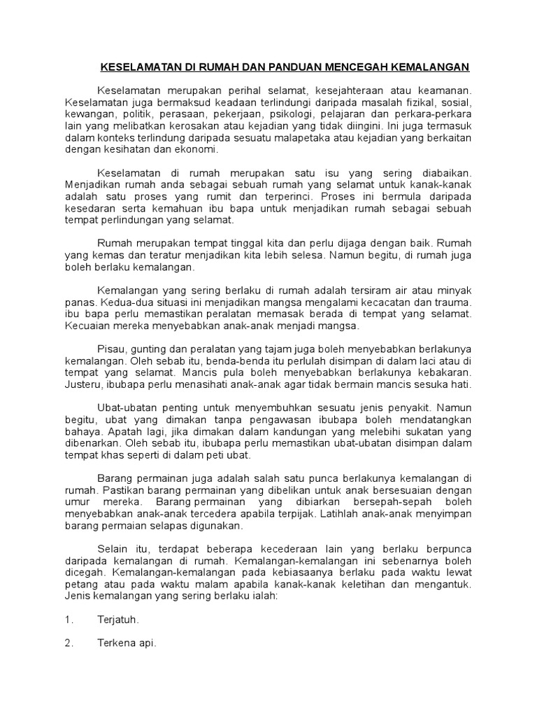 Keselamatan Di Rumah Pdf