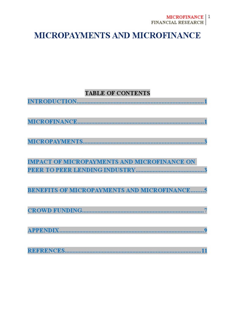 Micropayments and Microfinance: Financial Research | PDF