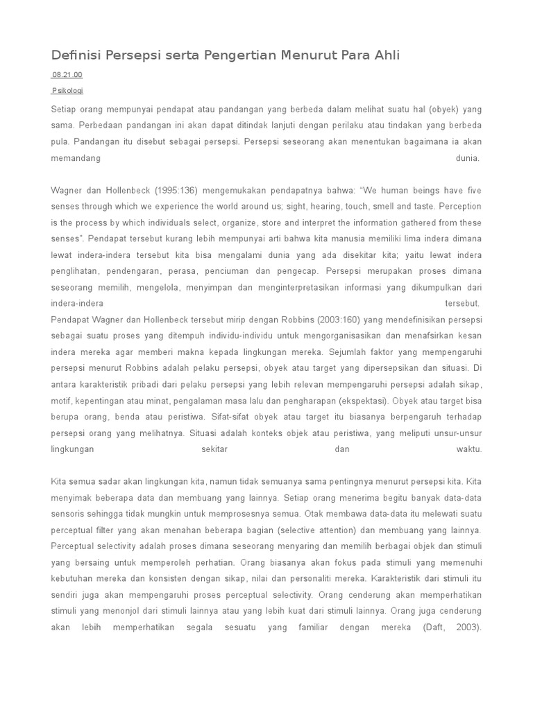Definisi Persepsi Serta Pengertian Menurut Para Ahli Pdf