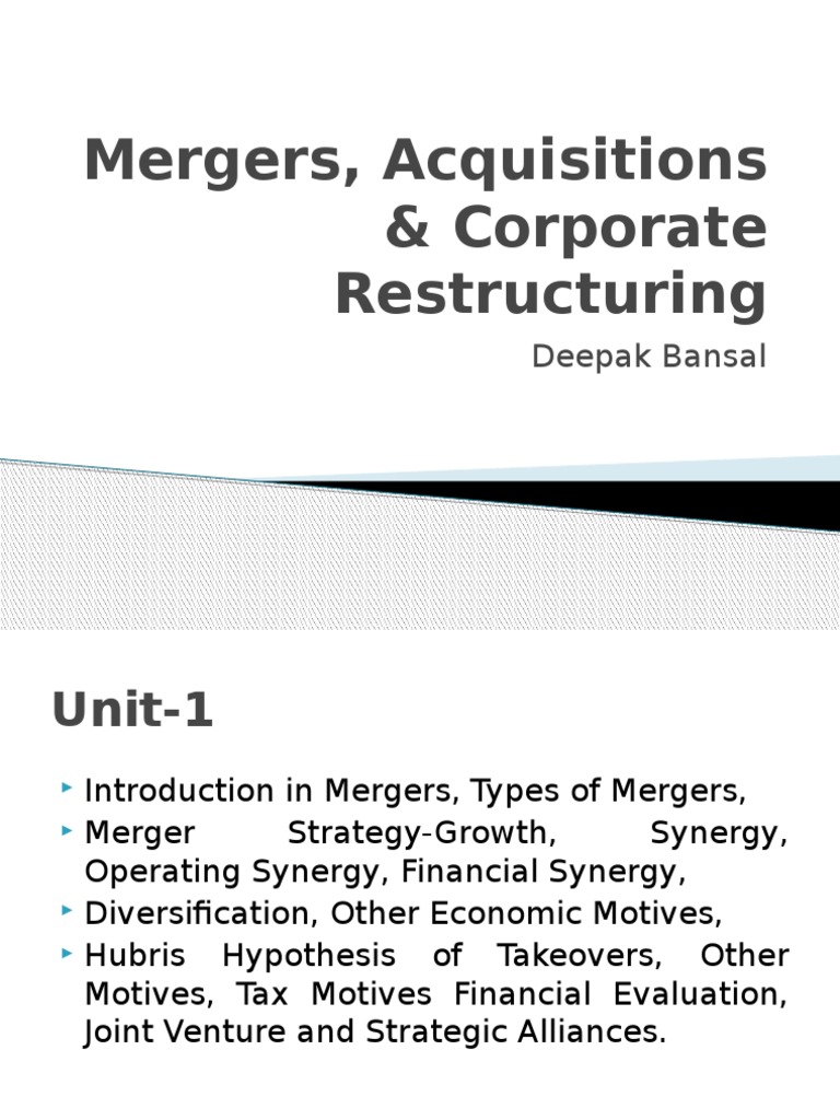 Mergers & Acquisitions Overview | PDF | Mergers And Acquisitions | Monopoly