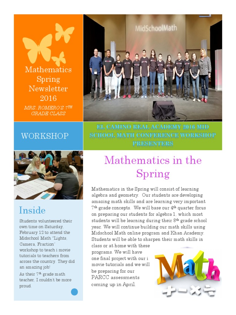 Spring Math Newsletter 2016 | PDF