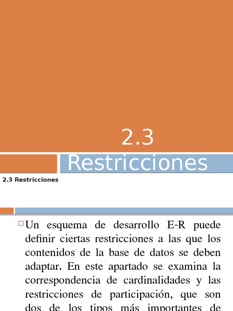 Restricciones en Base de Datos | Teoría del modelo | Bases ...