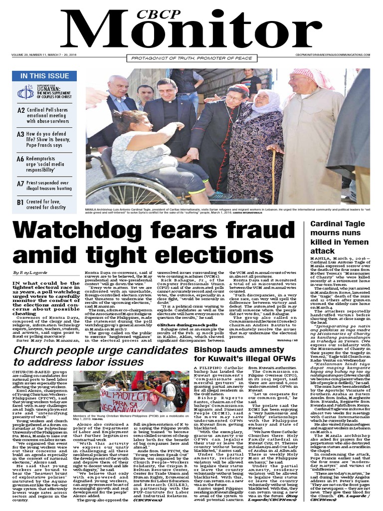 Cbcp Monitor Vol 20 No 11 Ukrainian Greek Catholic - 