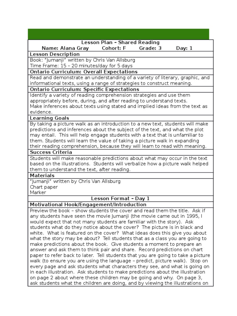 Lesson Plan Shared | PDF | Reading Comprehension | Lesson Plan