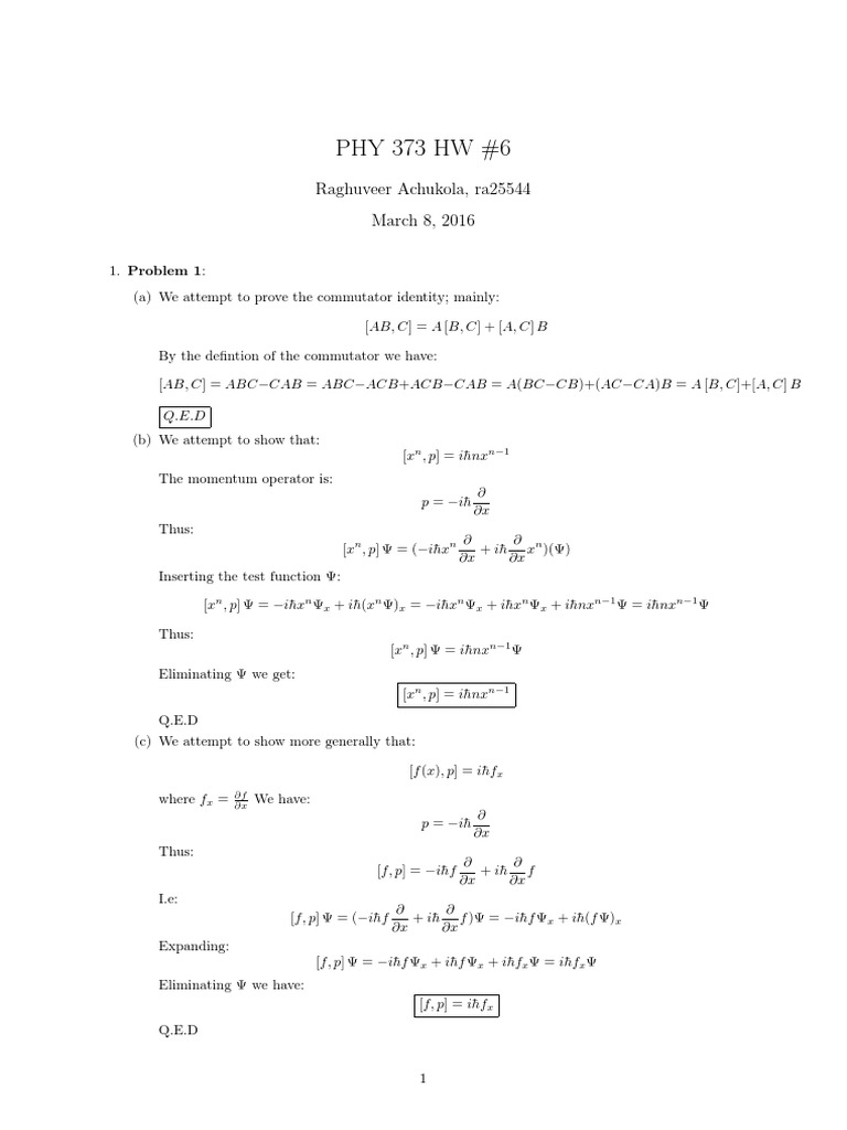 Quantum Physics Problems | PDF | Eigenvalues And Eigenvectors ...