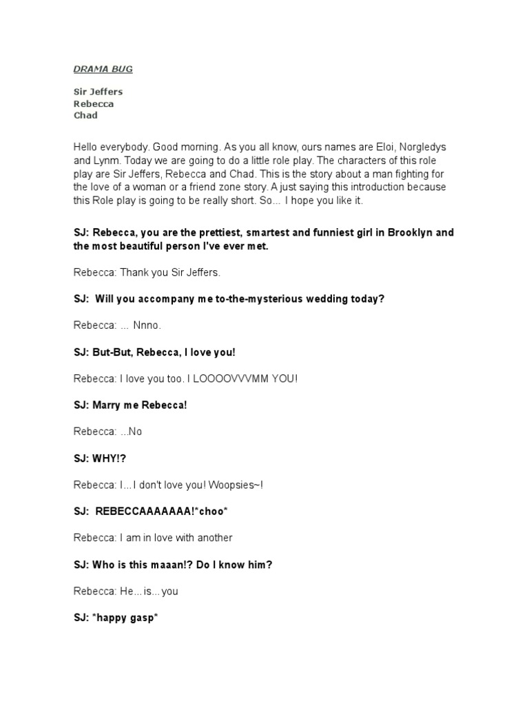 Marry Me Rebecca: A Role Play Script | PDF