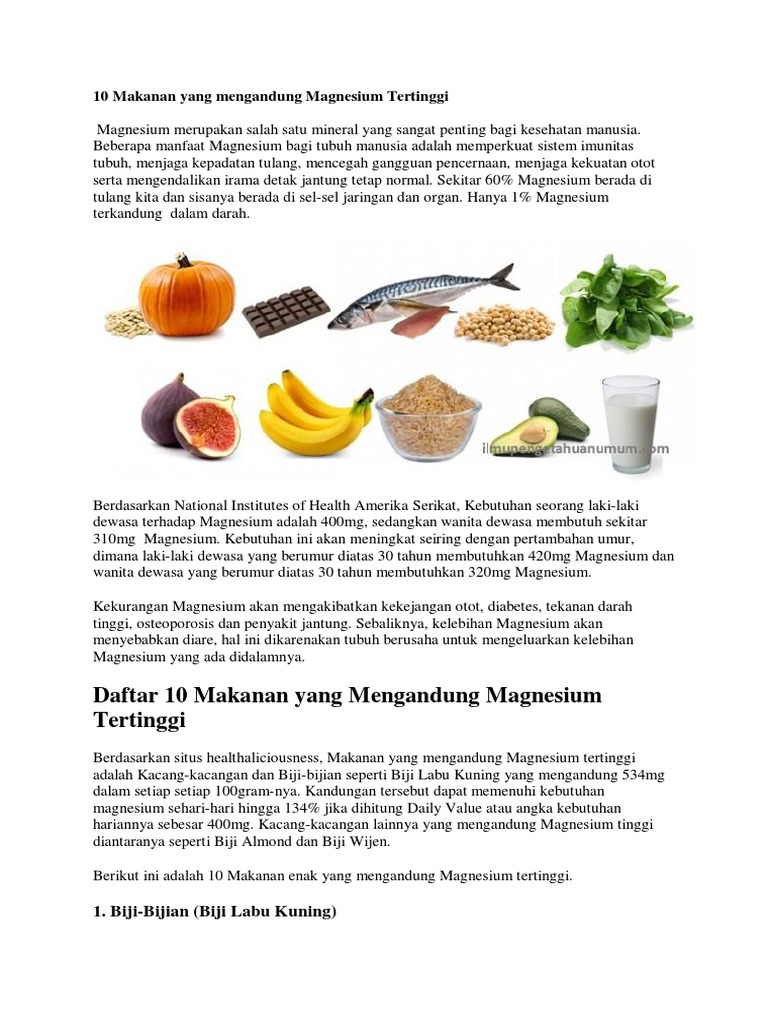 10 Makanan Tinggi Magnesium untuk Kesehatan | PDF