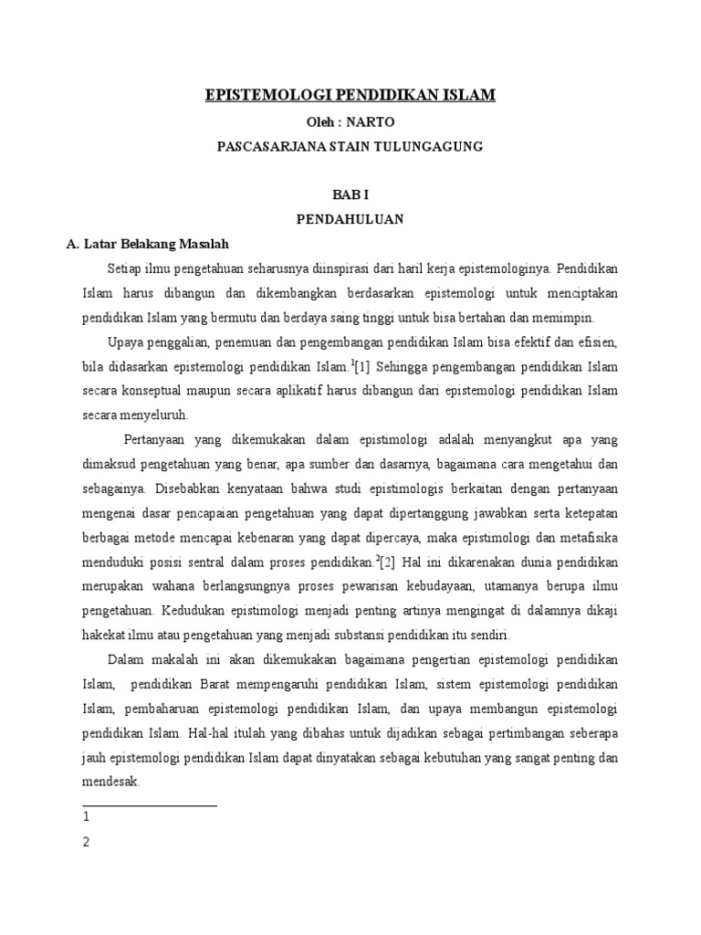Epistemologi Pendidikan Islam