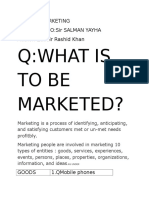 Q:What Is To Be Marketed?: Subject: Marketing Submitted To:Sir Salman Yayha Author: Zubair Rashid Khan