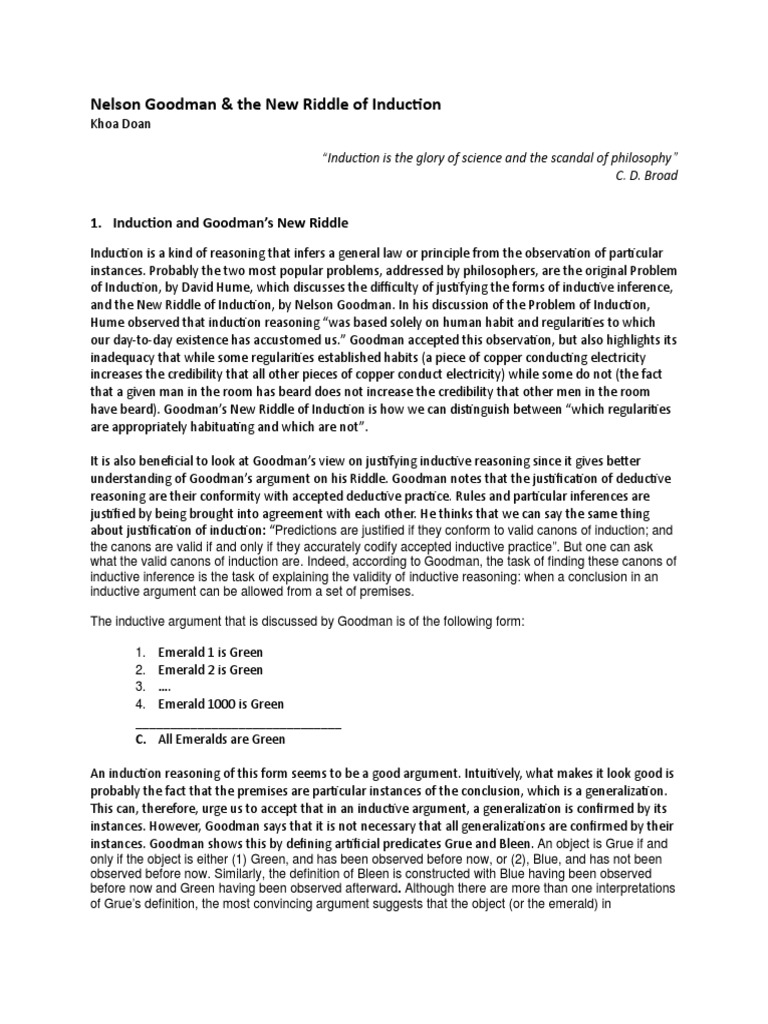 Nelson Goodman & The New Riddle of Induction | PDF | Inductive ...