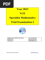 Year 2013 VCE Specialist Mathematics Trial Examination 2