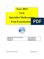 Year 2013 VCE Specialist Mathematics Trial Examination 2