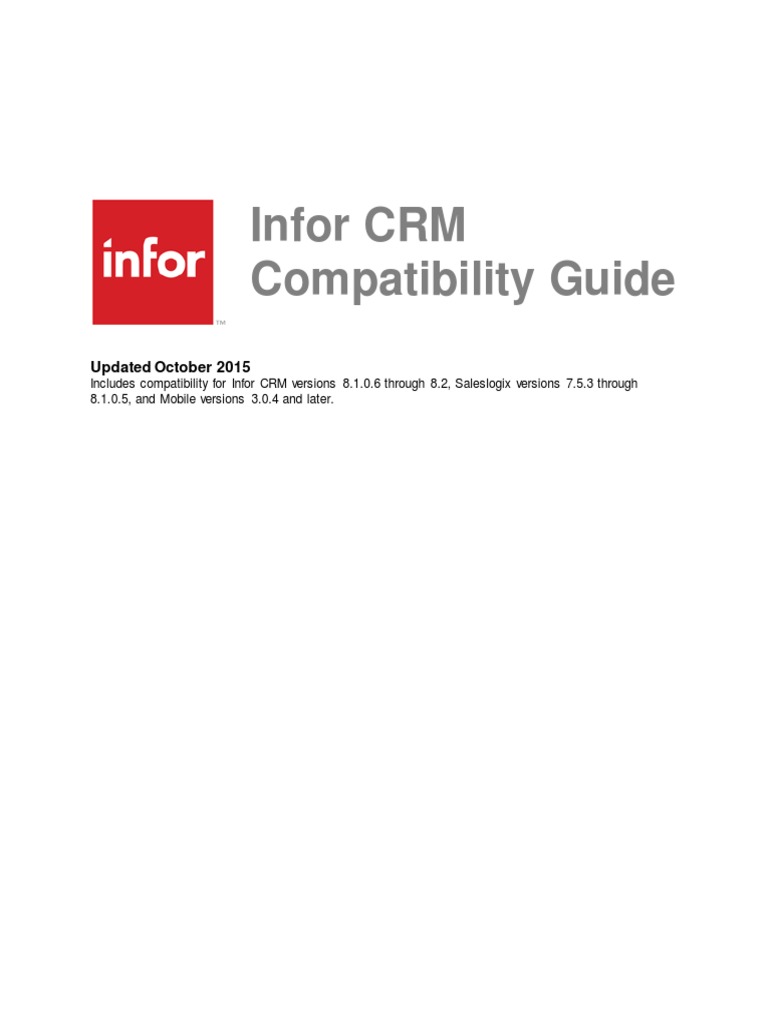 Infor CRM Compatibility Guide Oct 2015 | PDF | Internet Explorer | Ios