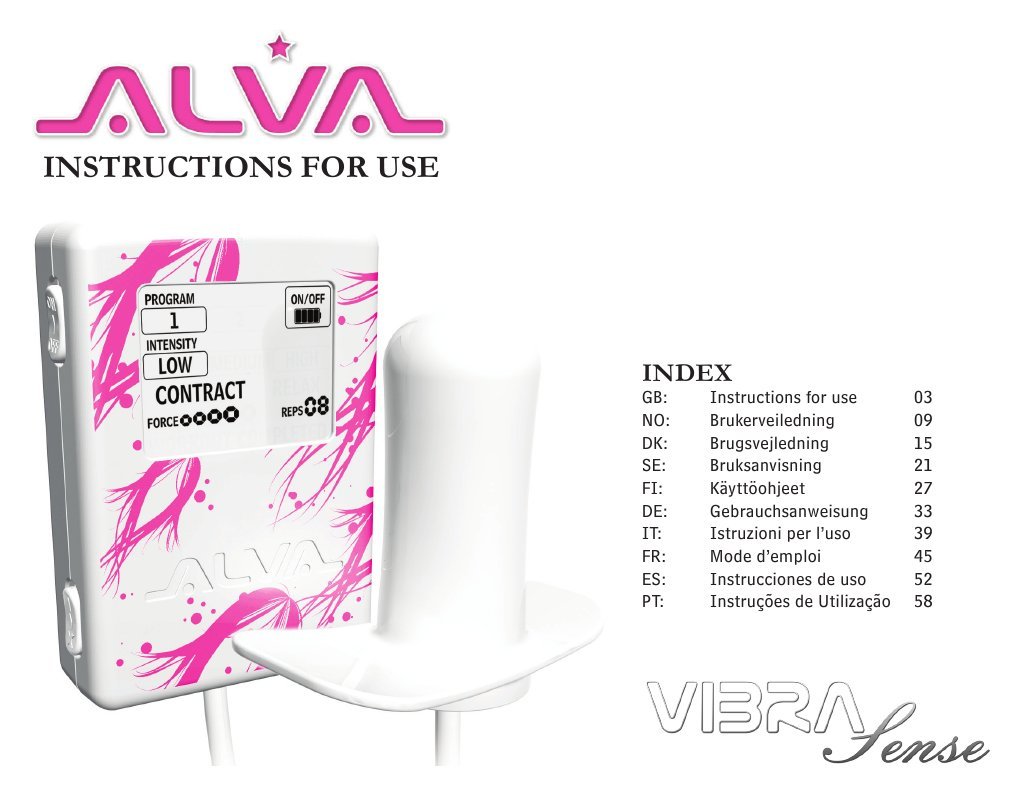 Alva by VibraSense Multi Language "Instructions For Use" PDF