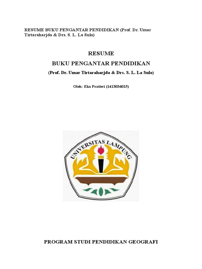 Resume Buku Pengantar Pendidikan | PDF