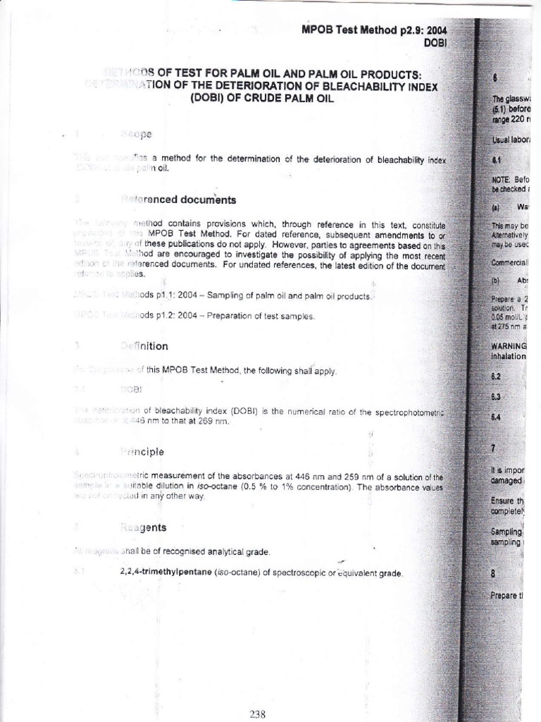 Deterioration of Bleachability Index (DOBI) | PDF | Physical Chemistry ...